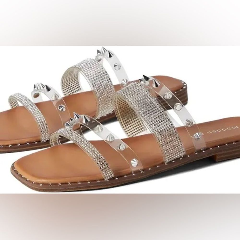 Madden Girl NEW Highway Spike Sandals Silver Size 8